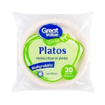 PLATO DESECHABLE GREAT VALUE TERRA GRADE PQT C/20 PZAS (WMT)