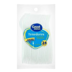 TENEDOR PLASTICO GRANDE DESECHABLE GREAT VALUE C/24 PIEZAS
